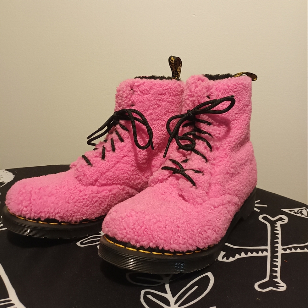 RARE Faux Shearling Pink Dr. Martens